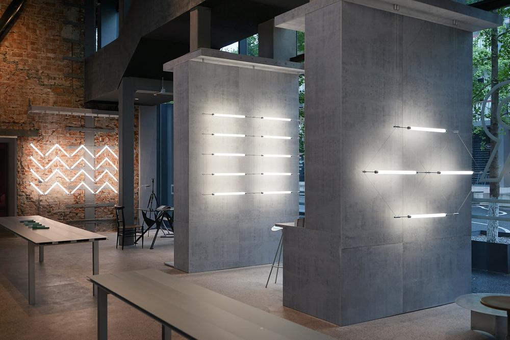 马扎X形结构转化为平面与三维方向上延伸的灯具，杭州独立展 | 蔡烈超工作室