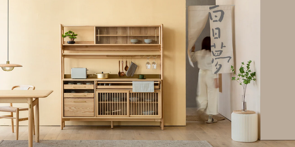 yen-hao, chu combines clean lines and solid wood to design the muzhi cupboard